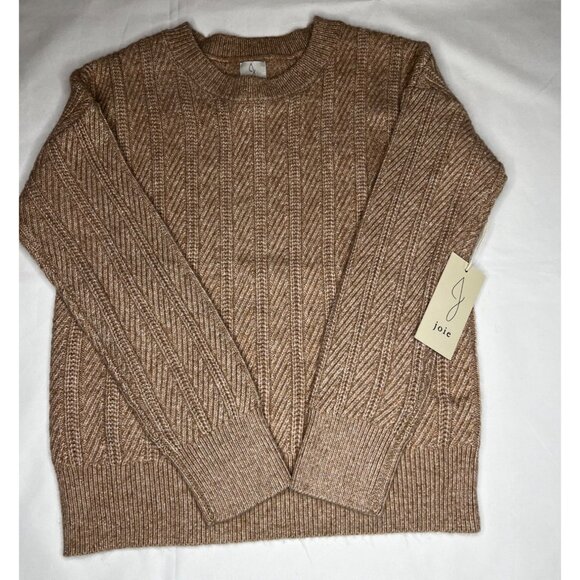 Joie Womens Ribbed Knit Crew Sweater Beige Wool Polyester Blend Size Small - Picture 5 of 14